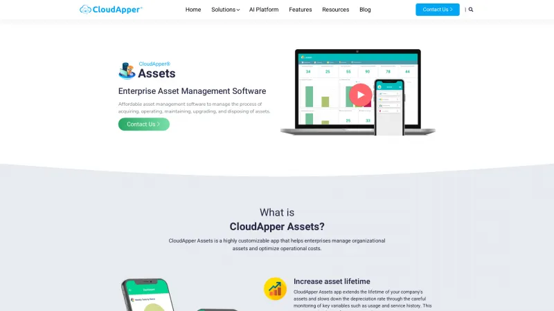 Homepage of CloudApper Assets