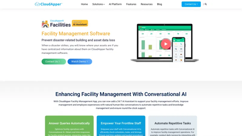 Homepage of CloudApper Facilities