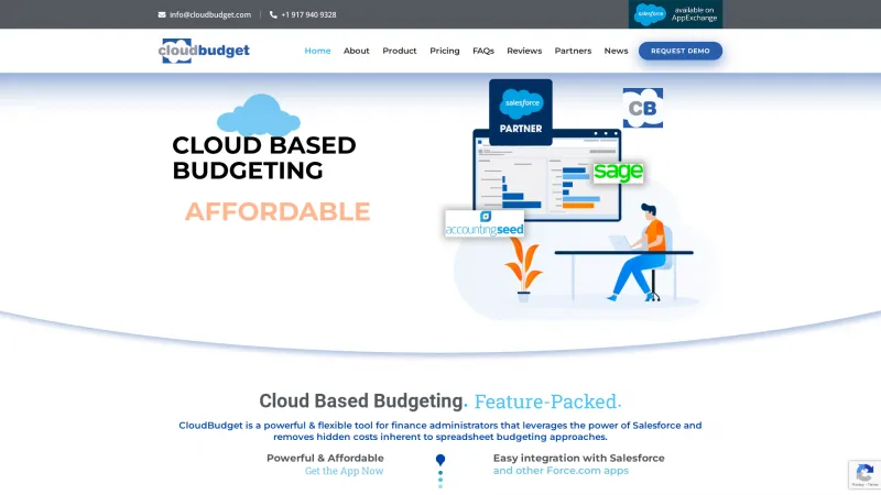 Homepage of CloudBudget