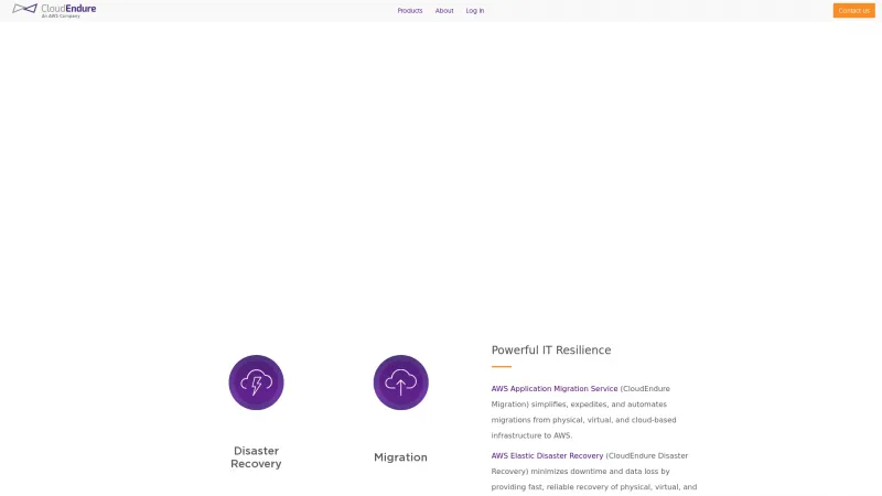 Homepage of CloudEndure