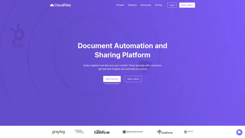 Homepage of CloudFiles