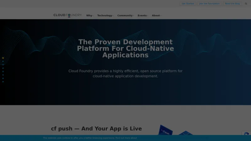 Homepage of Cloud Foundry