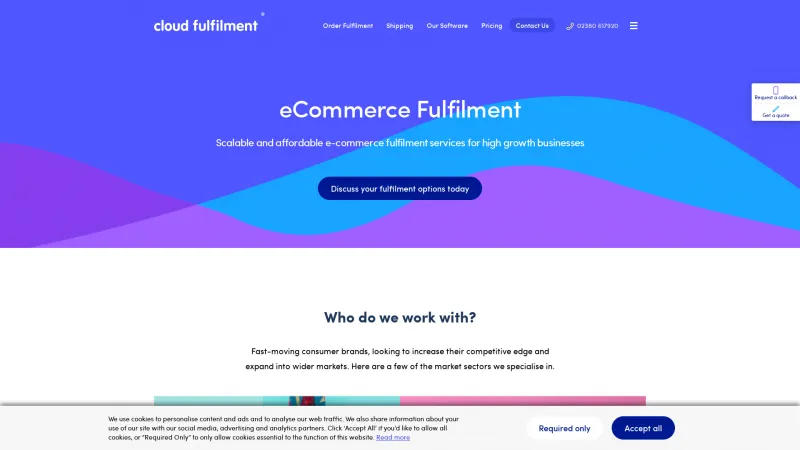 Homepage of Cloud Fulfilment