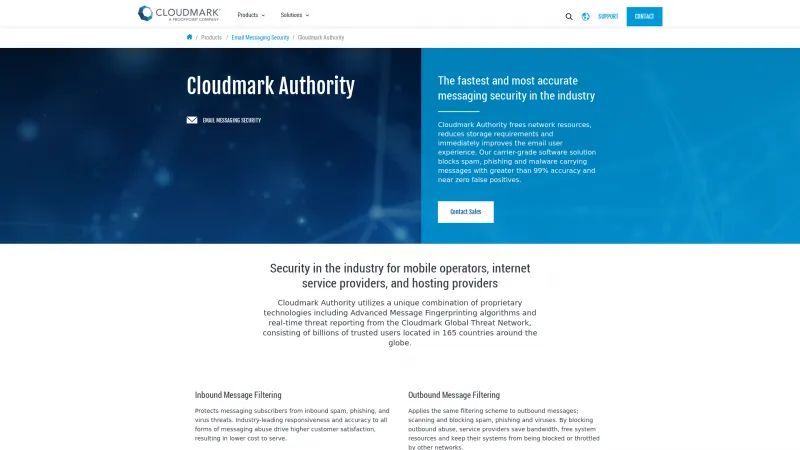 Homepage of Cloudmark Authority