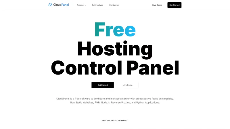 Homepage of CloudPanel