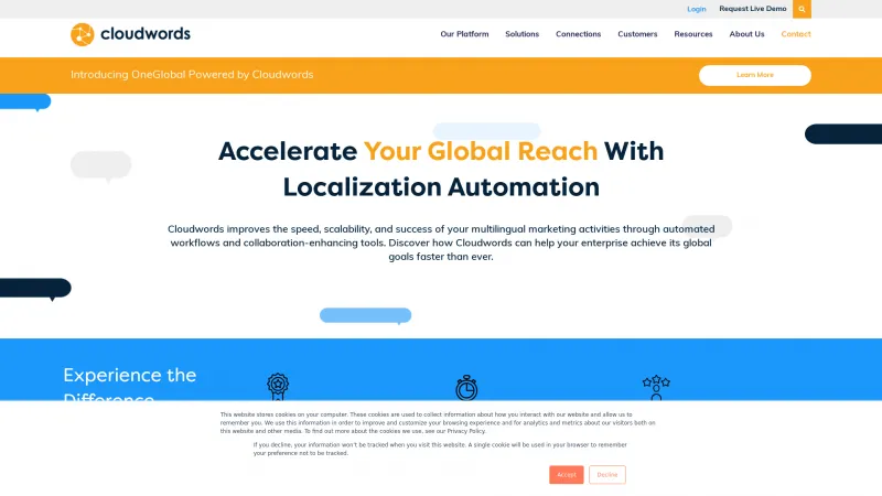 Homepage of Cloudwords