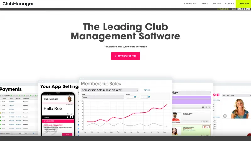 Homepage of ClubManager