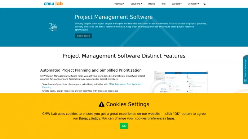 Homepage of CMW Project Management