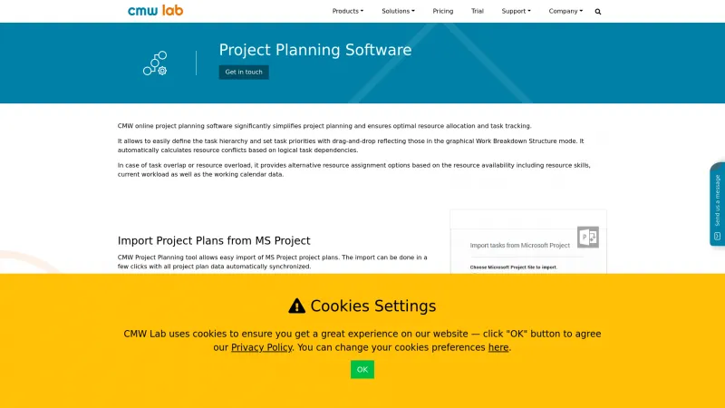 Homepage of CMW Project Planning