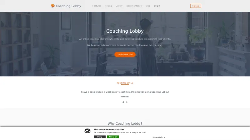 Homepage of Coaching Lobby