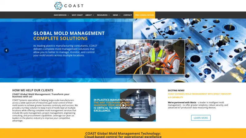 Homepage of COAST CMMS