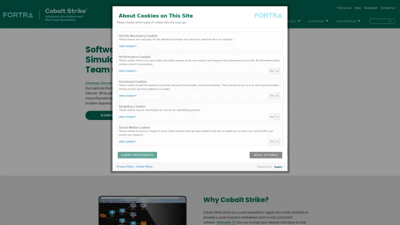 Homepage of Cobalt Strike