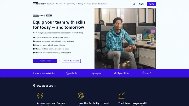 Homepage of Codecademy