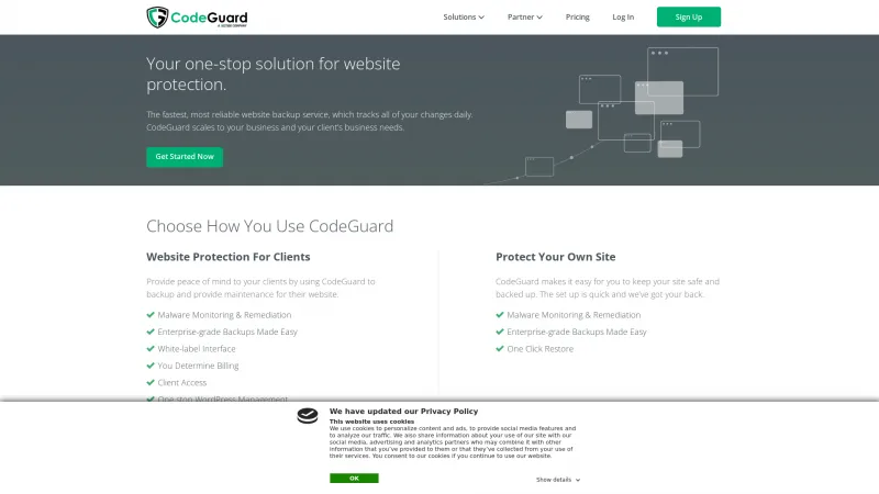 Homepage of CodeGuard