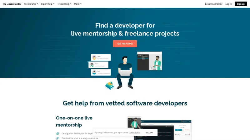 Homepage of Codementor