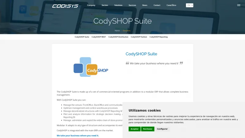 Homepage of CodySHOP