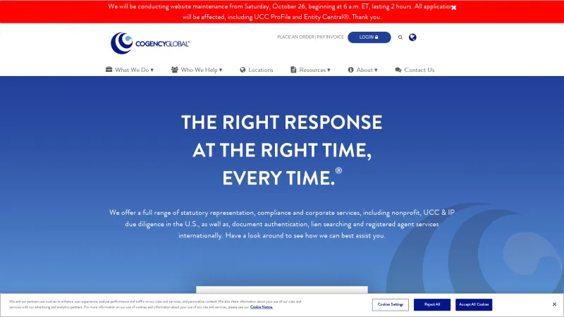 Homepage of COGENCY GLOBAL