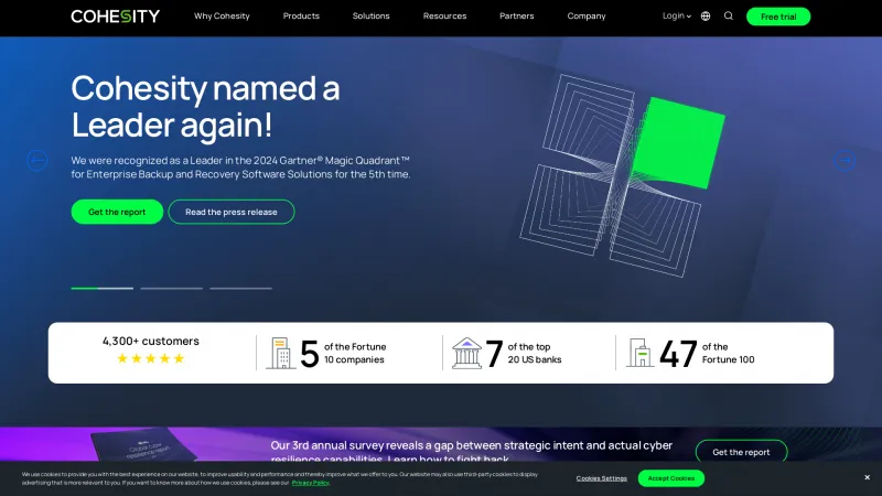 Homepage of Cohesity