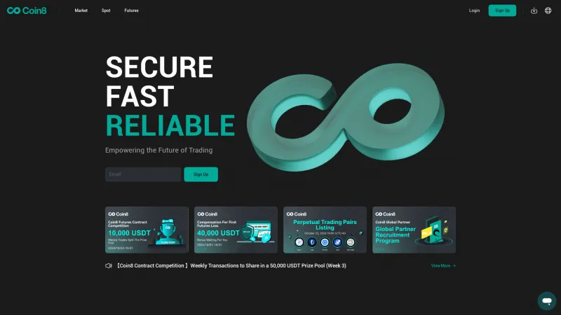 Homepage of Coin8 Exchange