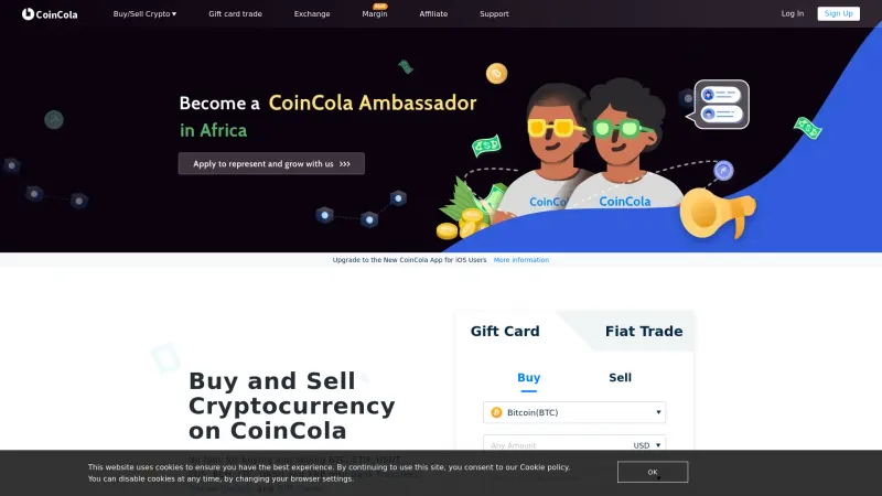 Homepage of CoinCola