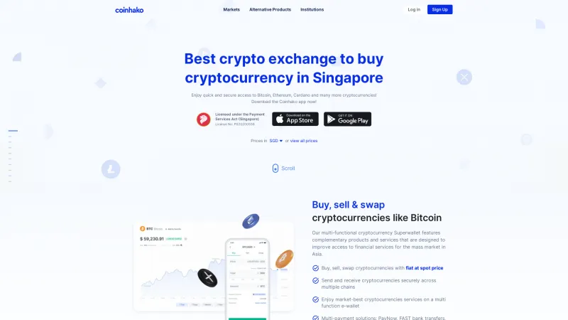 Homepage of Coinhako