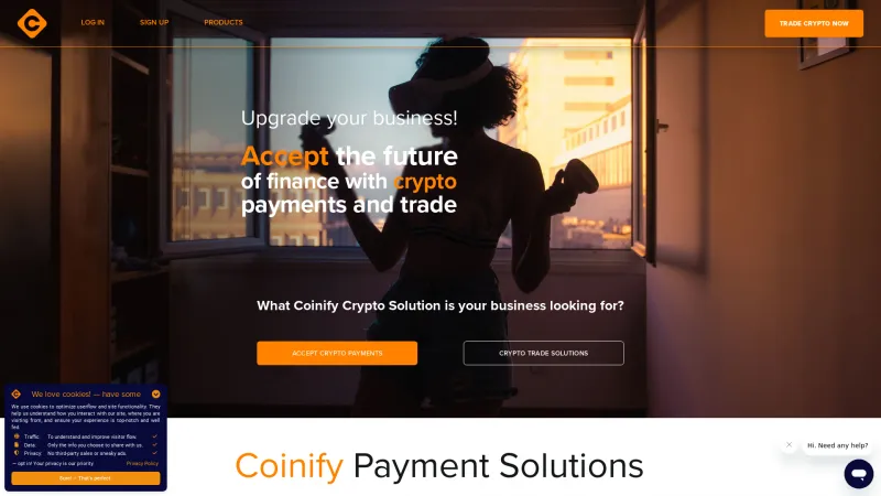 Homepage of Coinify