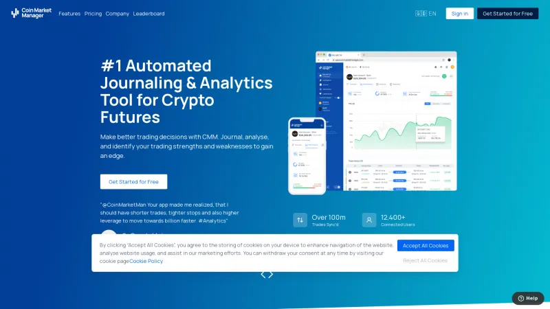 Homepage of Coin Market Manager (CMM)