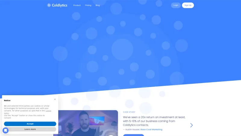 Homepage of Coldlytics