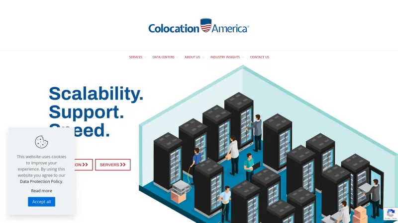 Homepage of Colocation America