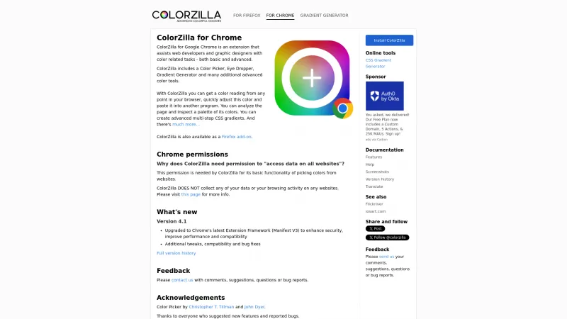 Homepage of ColorZilla