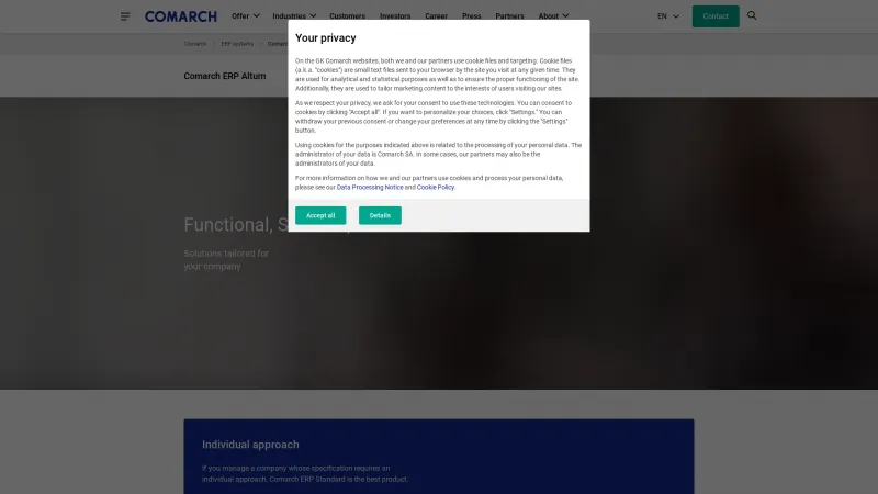 Homepage of Comarch ERP Altum