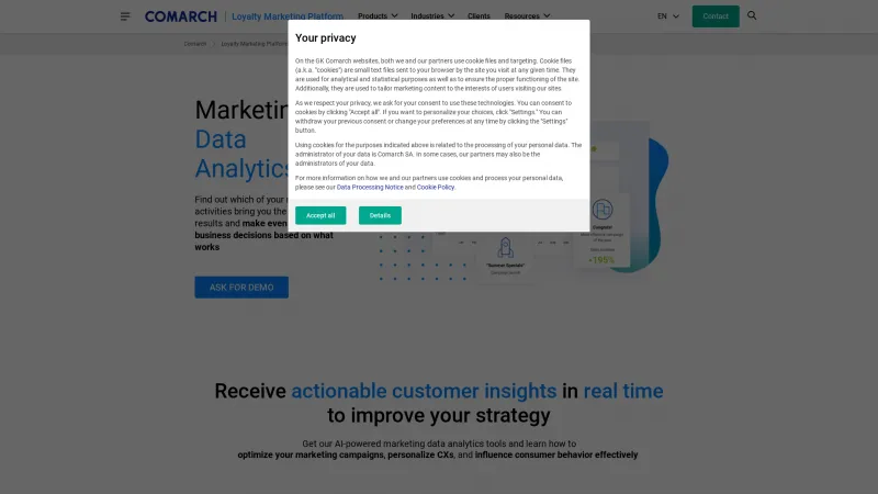 Homepage of Comarch Business Intelligence