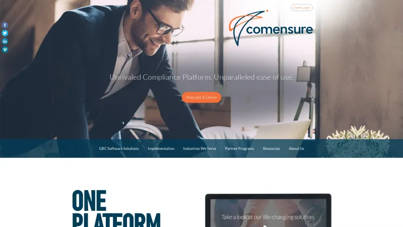 Homepage of Comensure GRC