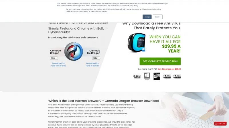 Homepage of Comodo Dragon