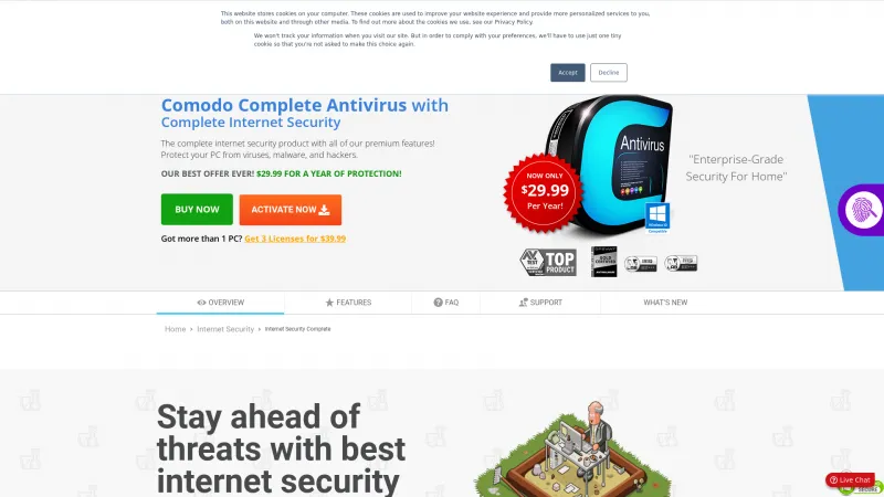 Homepage of Comodo Internet Security