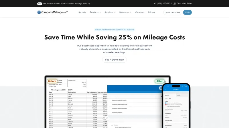 Homepage of SureMileage