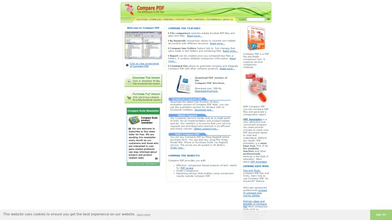 Homepage of Compare PDF