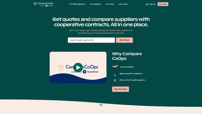 Homepage of CompareCoOps