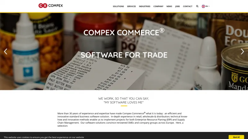 Homepage of Compex Commerce