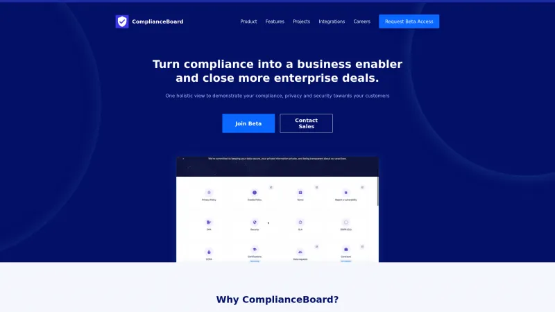 Homepage of ComplianceBoard