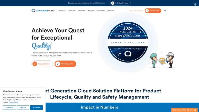 Homepage of ComplianceQuest