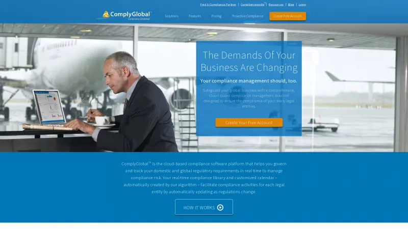 Homepage of ComplyGlobal