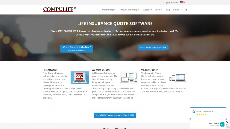 Homepage of Compulife