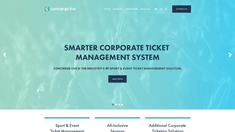 Homepage of Concierge Live