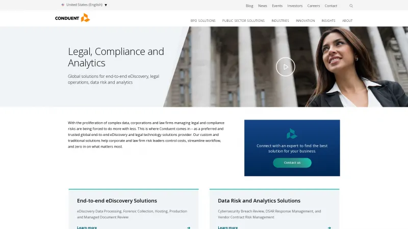 Homepage of Conduent Legal Invoice Analytics