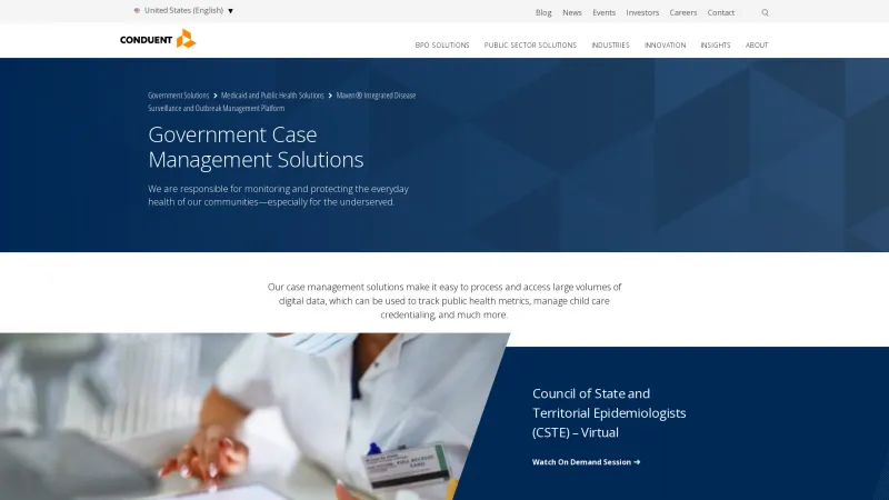 Homepage of Conduent Maven