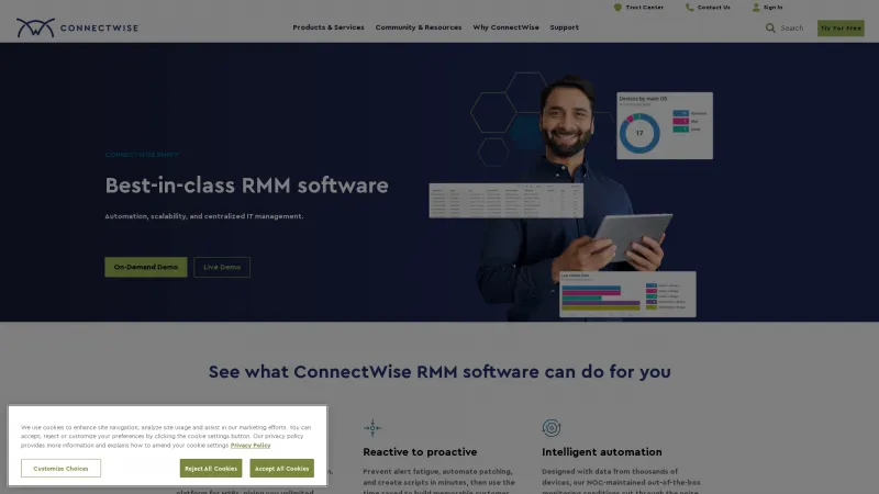 Homepage of ConnectWise RMM