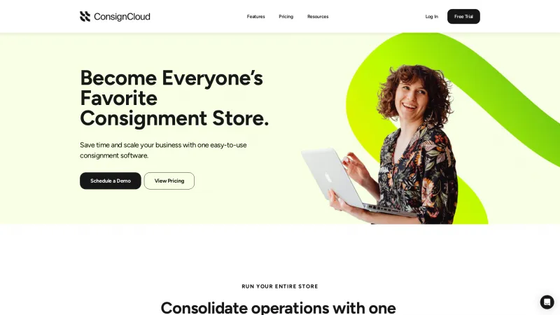 Homepage of ConsignCloud