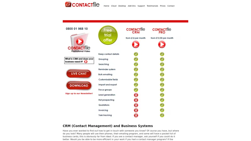 Homepage of CONTACTfile