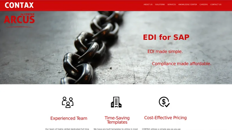 Homepage of Arcus EDI for SAP